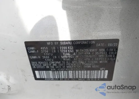 2023 Subaru Outback Premium from USA, damaged, VIN 4S4BTADC0P3100940